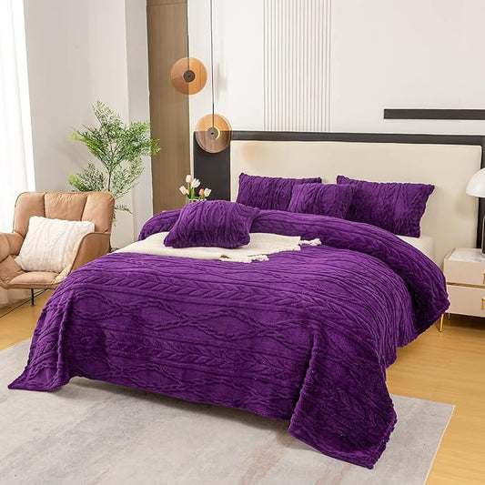 YUSOKI Sherpa Twin XL Blanket-3D Stylish Design Super Soft Fuzzy Cozy Warm Blanket Thick Plush Fluffy Furry Blankets for Teen Girls Women Couch Bed Sofa Chair Men Boys Gift(Purple,65"x90")
