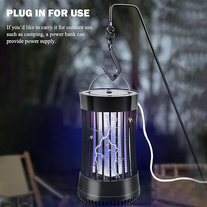 2 Packs Indoor Electric Bug Zapper with Fan, 2-in-1 Plug-in 1500V High Voltage Mosquitoes Killer with Hanger, Small Fly Insects Lamp Trap Catching Moth Gnat Fruit Flies, White & Black