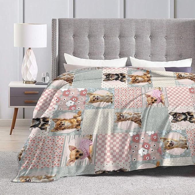 Cute Chihuahua Throw Blanket Chihuahua Dogs Cowboys Flannel Blankets Dog Lover Plush Super Soft Cozy Warm Decor Gifts for Boys Girls Kids Adults Men Women 40" x 50"
