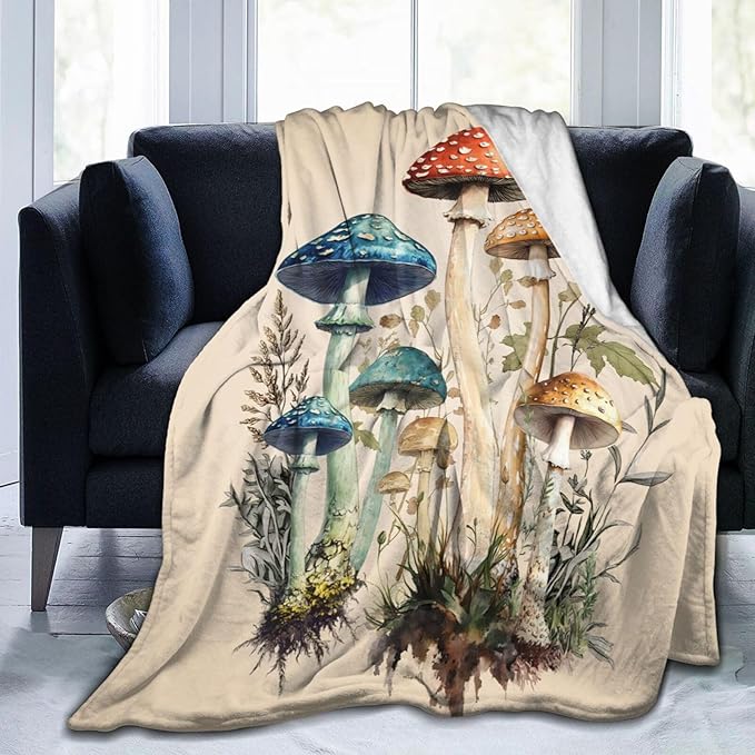 Mushroom Blanket Gifts for Girls Women Mushroom Throw Blankets Cozy Plush Fleece Flannel Fuzzy for Bedroom Living Decor 50"X40"