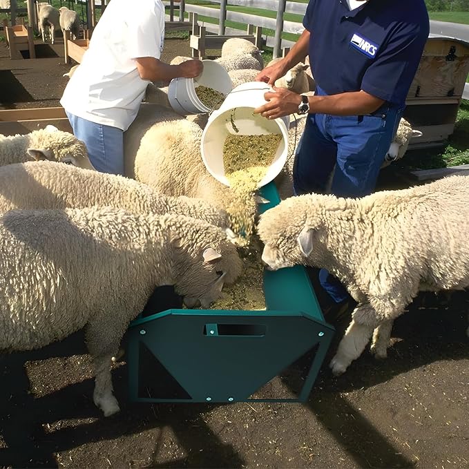 Portable 45" Long Galvanized Steel Livestock Feeding Trough, Heavy Duty Livestock Feeder 22 Gallon Capacity, Galvanized Steel Sheep Trough for Horse, Cattle, Cow, Alpaca