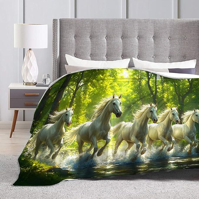 Tijuboni Horses Throw Blanket Horse Gifts for Girls Boys Women Men Kids Adults Soft Flannel Fleece Blanket for Couch Sofa Bed Home Decor 40"x50"