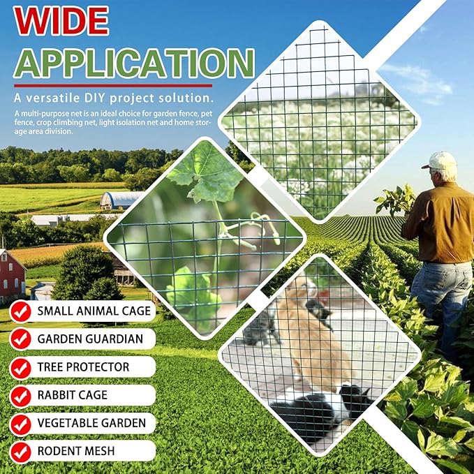 Hardware Cloth 1/2inx36inx100ft,Chicken Wire Fencing,Welded Wire Mesh, Vinyl PVC Coated Mesh,Coop Garden Plant for Rabbit,Snake,Rodent,Foxes,Raccoons Poultry Netting Cage Farm Protection