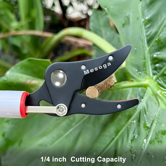 Tree Pruner, 3.3 FT Long Reach Pruner with SK5 Steel Blade, Aluminum Pole Tree Trimmer, Fruit Picking Tool