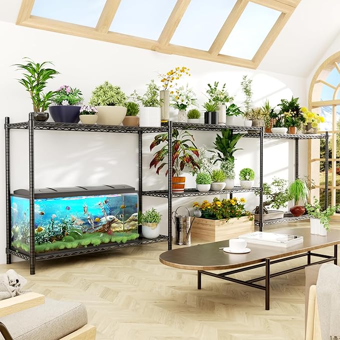 Storage Shelves, 48" L x 20" W x 47" H Heavy Duty Garage Wire Shelving Unit Loads 1200LBS, 3-Tier Adjustable Metal Industrial Utility Shelf Rack for Kitchen, Laundry Room, Basement