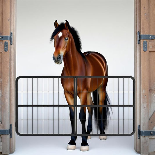 48" W × 24" H Horse Stall Gate, 1" Thick Steel Frame Stall Guards for Horses, Heavy Duty Horse Stall Guard, Fits Standard Barn Doorways, Easy to Install
