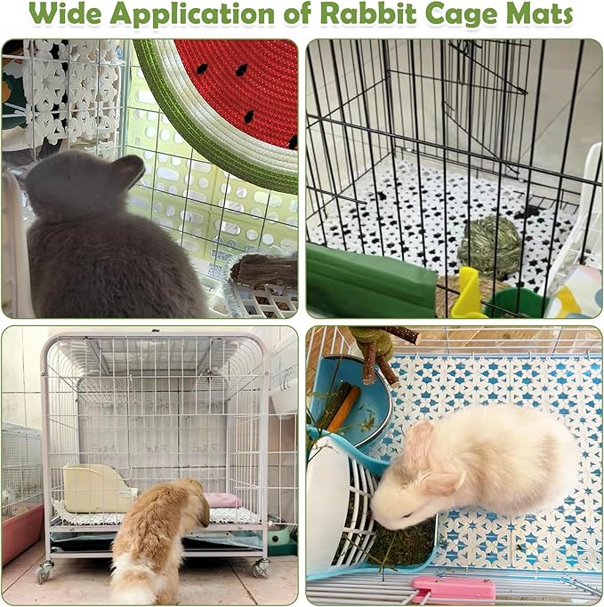 kathson 8PCS Rabbit Feet Pad Plastic Cage Mat Floor Mats Bunny Hole Leak Water Pads for Hamster Rat Chinchilla Guinea Pig and Other Small Animals(White)