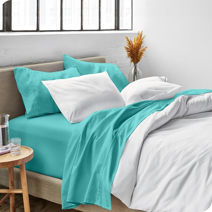 Bare Home Twin Sheet Set - 1800 Ultra-Soft Microfiber - Double Brushed - Deep Pockets - Easy Fit - Extra Soft - 3 Piece Set - Bedding Sheets & Pillowcases (Twin, Turquoise)