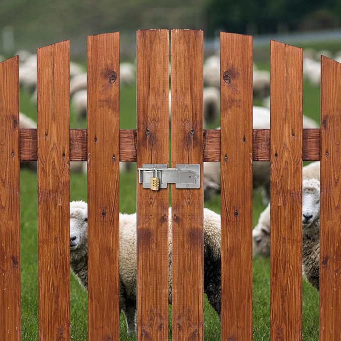 Flip Gate Latch with Padlock Hole,Stainless Steel gate Latch for Fence, Heavy Duty Double gate Latch for Wooden Fence,Swing and Sliding Open Gate,Barn Door, Shed, Vinyl Fence, Yard