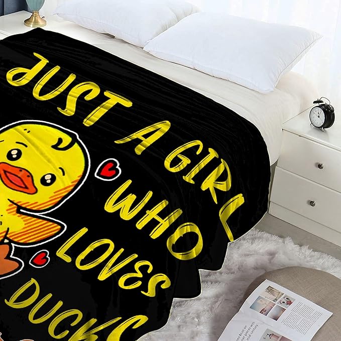 Just Girl Loves Ducks Blanket Soft Blankets and Throws Flannel Cozy Lightweight Quilt Gift Perfect for Bed Sofa Couch-120 x90 Extra Large for Family