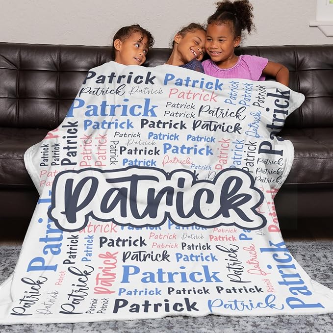 Custom Blanket with Name Personalized Blankets for Kids Adult Boys Girls Flannel Monogrammed Customized Blankets Throw (40''x50'')