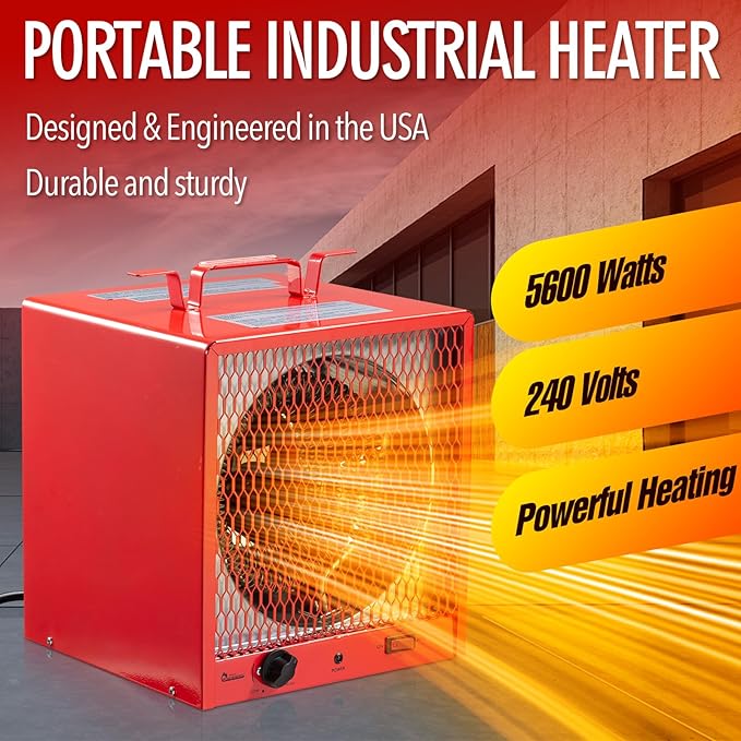DR. INFRARED HEATER DR-988 240V Electric Industrial Garage, Workshop, Warehouse, Construction Heater, 5600W, Thermostat 37-113 °F, Portable, Wall Ceiling Mount