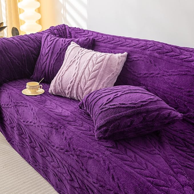 YUSOKI Sherpa Twin XL Blanket-3D Stylish Design Super Soft Fuzzy Cozy Warm Blanket Thick Plush Fluffy Furry Blankets for Teen Girls Women Couch Bed Sofa Chair Men Boys Gift(Purple,65"x90")