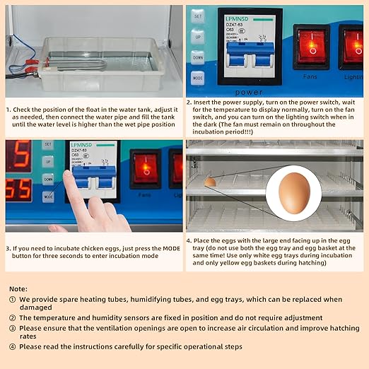 XKV 176 Eggs Incubator with Automatic Egg Turning,Temperature Humidity Control,Automatic Digital Egg Hatcher,for Chick,Duck,Poultry,Industrial Brooding Machine Chicken Incubator for Farm,Home,Indoor