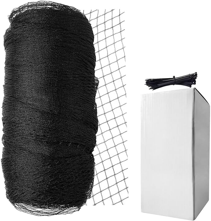 Garden Netting, 15ft x 50ft Black Bird Netting Heavy Duty,Rabbit,Squirrels,Anti Birds,Larger Bees,Deer,Chicken,Cardinals，Animal Fencing for Fruit Tree & Vegetable Garden