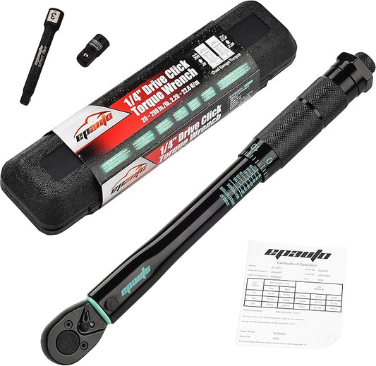 EPAuto 1/4-Inch Drive Click Torque Wrench, Black, 20-200 in.-lb.