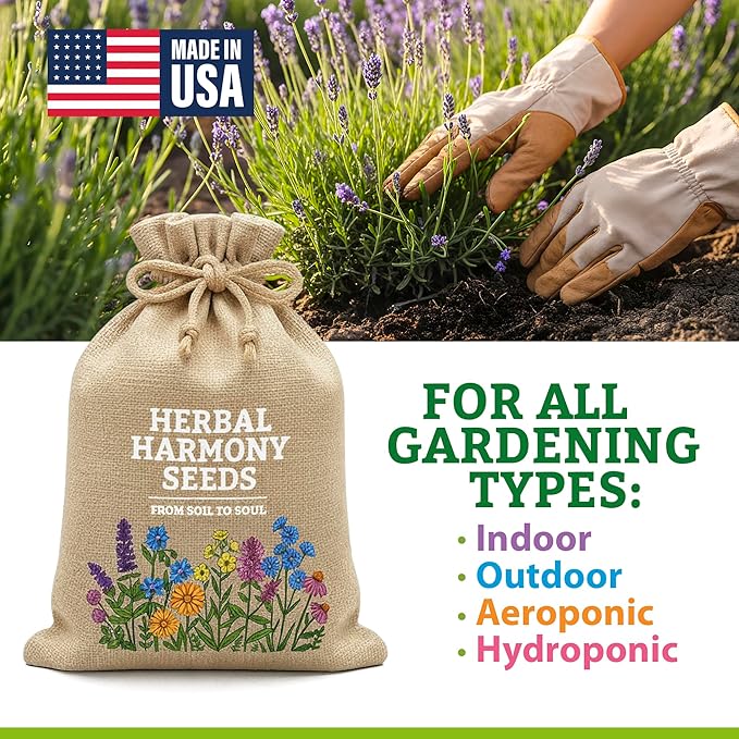 Gardening Gift for Women – 39 Medicinal Herb Seeds Variety Pack, Heirloom Non-GMO Apothecary & Herbal Tea Garden Kit, Made in USA