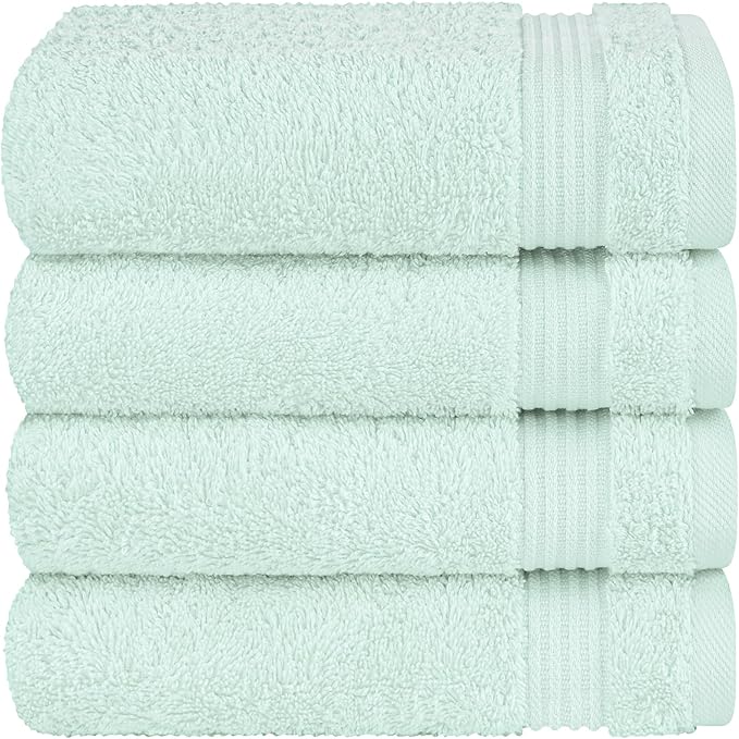 Cotton Paradise Hand Towels for Bathroom, 100% Cotton Turkish 4 Piece Hand Towel Set, Soft Absorbent Face Towels, Mint Hand Towels