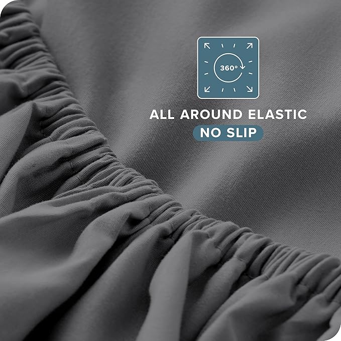Bare Home Split Head Flex King Sheet Set - 1800 Ultra-Soft Microfiber Bed Sheets - Double Brushed - Deep Pockets - Easy Fit - 4 Piece Set - FlexTop Bedding Sheets (Grey)