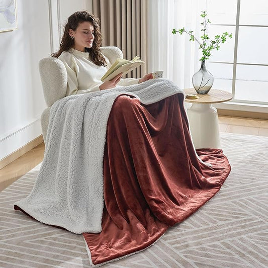 NANPIPER Warm Sherpa Blanket King Size for Bed, Soft Fleece for Winter, Fuzzy Plush Throw Gift for Women, Chocolate Brown 90x108 Inches