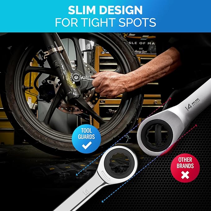 TOOLGUARDS Ratcheting Wrench Set 26pcs - Metric and Standard - With Rack Organizer - Wrenches - Combination Ratchet Wrench Set - 100% Lifetime Satisfaction Guarantee