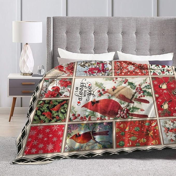 Cardinal Throw Blanket Christmas Cardinals Flannel Blankets Red Birds Plush Super Soft Cozy Warm Decor Gifts for Boys Girls Kids Adults Men Women 50" x 60"