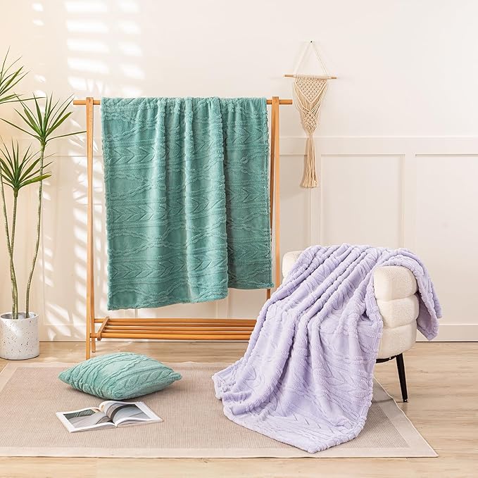 YUSOKI Sherpa Throw Blanket(Without Pillows)-3D Stylish Design Super Soft Cozy Blanket Plush Fluffy Furry Blankets for Teen Girls Women Couch Bed Sofa Chair Men Boys Gift(Light Green,50"x65")