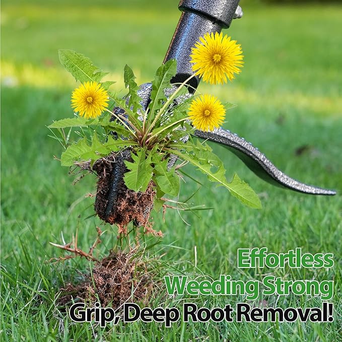 Weed Puller, Stand Up Weed Puller Tool with Steel Long Handle & 4-Claw Steel Head, 46" Adjustable Handle Weeder Tool, Easily Remove Weeds Root Without Bending, Pulling, or Kneeling