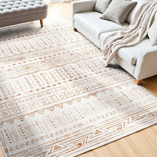 VEVOR 5 x 8 ft Area Rug Large Washable Rug Non-Slip and Tear-Resistant Soft Carpet Pet & Child Friendly Modern Area Rugs Indoor Mat for Bedroom Office Living Room Kids Room Entryway Beige