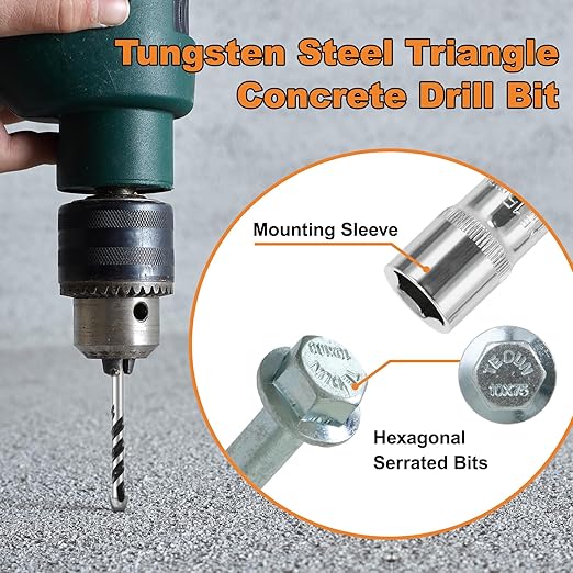 1/4 x 2 25pcs Concrete Screws, Nickel Plated Concrete Screw Drill Bit Set for Anchoring Masonry, Brick or Concrete Block (25pcs)
