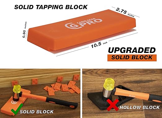Carib Gear Pro Professional Laminate Flooring Tools Installation Kit with Tapping Block, Rubber Mallet, 44 pcs Pull Bar, and 40 pcs Spacers for Vinyl Plank, LVP, and Hardwood Laminate Floor