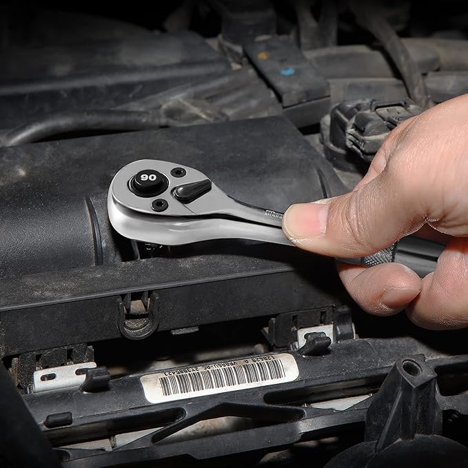 DURATECH 1/4-Inch Drive Ratchet, 90-Tooth Quick-release Ratchet Wrench, Reversible, Chrome Alloy Made, Full Polished, Stocking Stuffers for Men Gifts for Men Gifts for Women gifts for dad