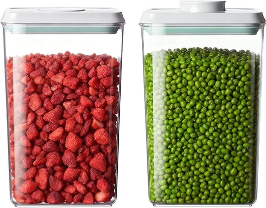 Pop Food Storage Containers Set Large Airtight Food Storage Containers with Pop Lids, Kitchen Pantry Organization and Storage, Cereal, Rice, Flour, Pasta & Snack Container, BPA Free, 2 x 2.8Qt