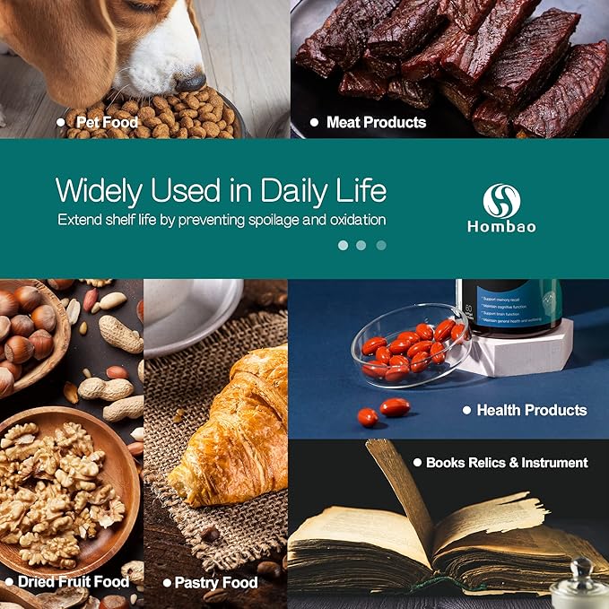 1000cc 50 Packs Food Grade Oxygen Absorbers - 5 Packs x 1 Vacuum Bag for Long Term Food Freshness - O2 Absorber for Canning & Preserving