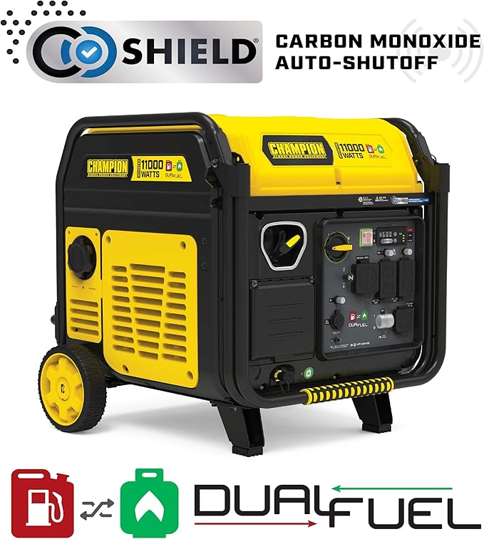 Champion Power Equipment 11,000-Watt Electric Start Dual Fuel Home Backup Portable Inverter Generator with Quiet Technology and CO Shield