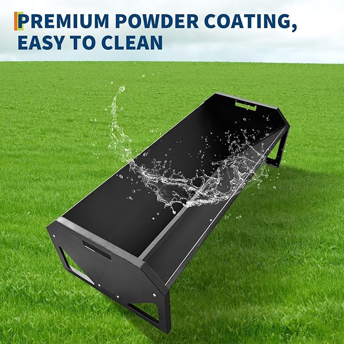 45.13" Heavy Duty Steel Goat Feeder, Heavy Duty 22 Gallon Capacity Livestock Feed Trough, Thickened Livestock Feeder for Goats, Sheep, Horses, Cattle, Alpacas, Easy to Clean, Black