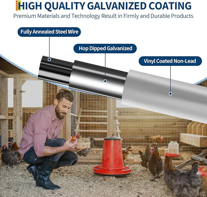 Hardware Cloth 1/2 inch - 48in x 50ft 19GA Black Galvanized Chicken Wire Mesh Roll, Hot-Dipped After Welding for Chicken Coop, Rabbit Cages & Garden Fencing – Poultry Netting & Chicken Wire Fencing