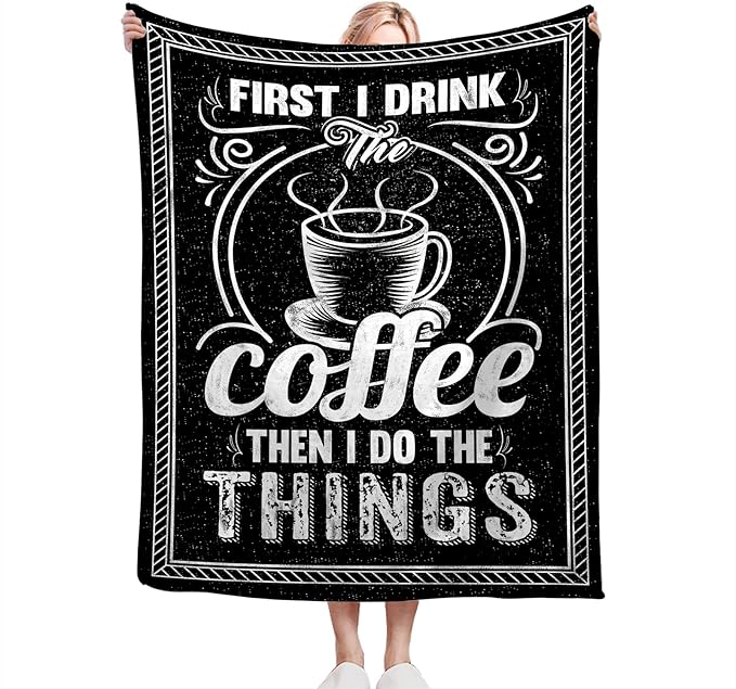 Coffee Blanket Gifts for Girls Boys Soft Warm Plush Coffee Cafe Throw Blanket Flannel Fleece Fuzzy Blankets for Kids Lover Bed Couch Living Room Decor 80"X60"