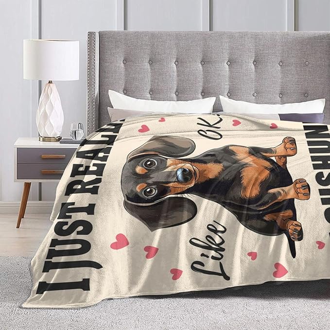 Dachshund Blanket, Soft Plush Fleece Weiner Dog Animal Throw Blanket - Cozy Warm Stuffed Blankets Bedding Dachshund Gifts for Women Girls Kids Adults 50"X60"