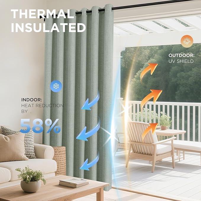 Joydeco Blackout Curtains 90 Inches Long 2 Panels Burg, Room Darkening Curtains for Bedroom, 100% Black Out Textured Thermal Drapes Privacy Protection 2 Panels Set(W52 x L90 Inch, Sage Green)