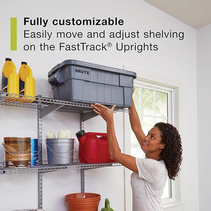 Rubbermaid Fasttrack Rail Storage 48"x16" 3-Shelf Kit, 350 lbs. Per Shelf, for Home/Garage/Shed/Workshop Organization