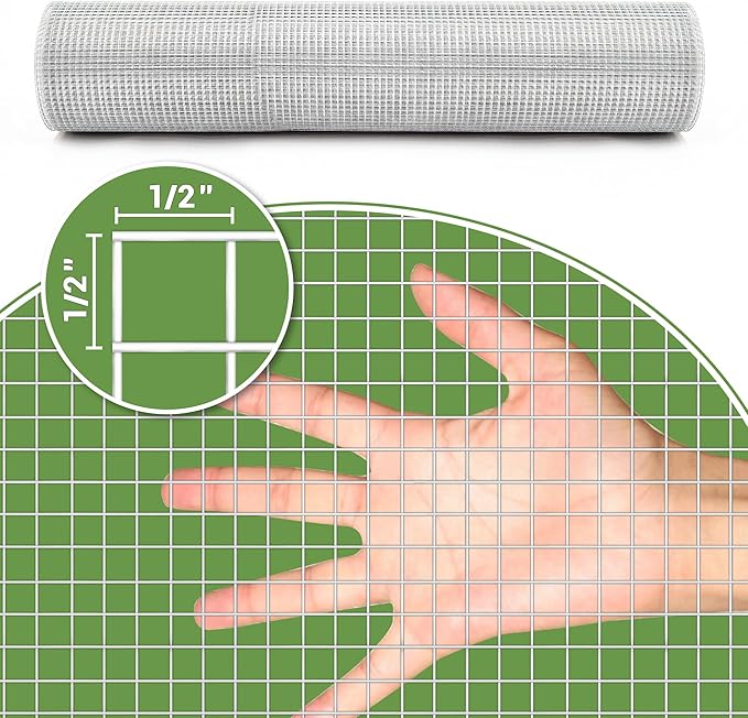 36 in x 100 ft 1/2 inch Hardware Cloth 19 Gauge Wire Fencing Galvanized Welding Garden Fence Roll Square Mesh Chicken Rabbit Snake Cage Heavy Duty Welding Fencing