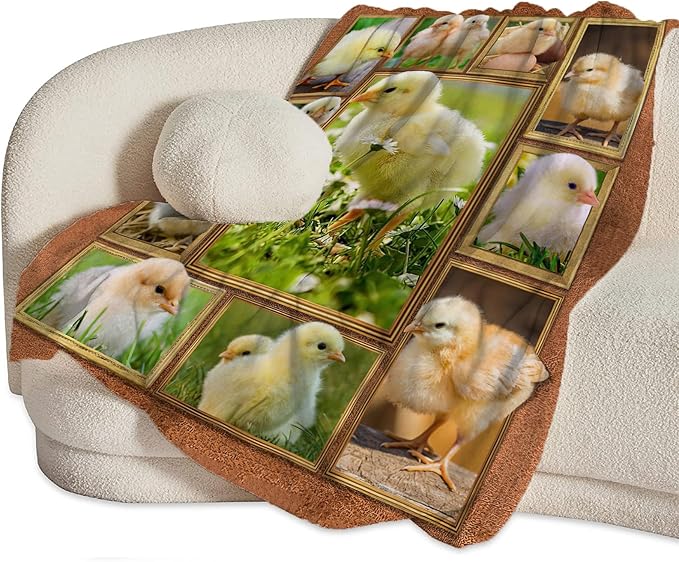 Cute Chicken Blanket, Farm Animal Throw Blankets, Yellow Chick Fuzzy Plush Blanket Ultra Soft for Chicken Lover Gift Kids Teens Women Men Girls Boys Stuff Decor for Home Bedding Sofas Couch 60"X50"
