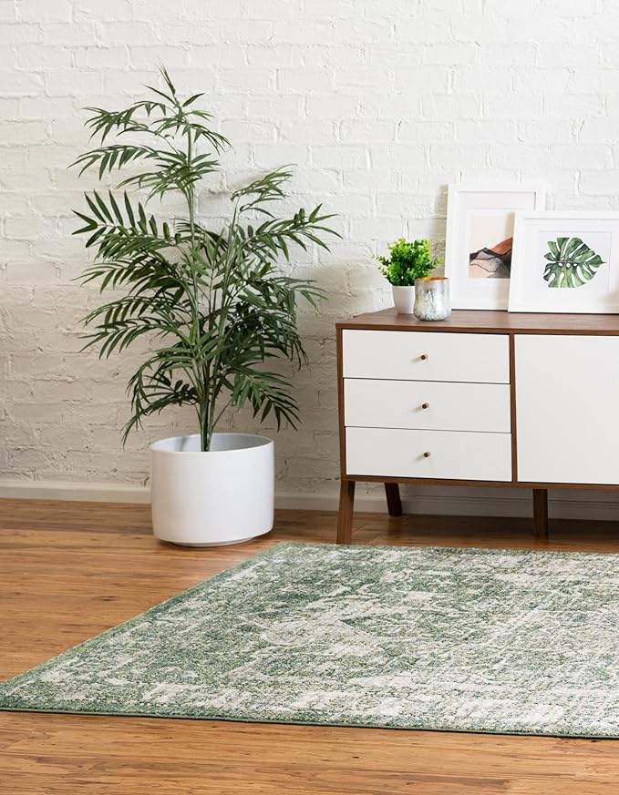 Unique Loom Isabella Collection Area Rug - Adjani (9'x 12' 2" Rectangle, Green/ Ivory)