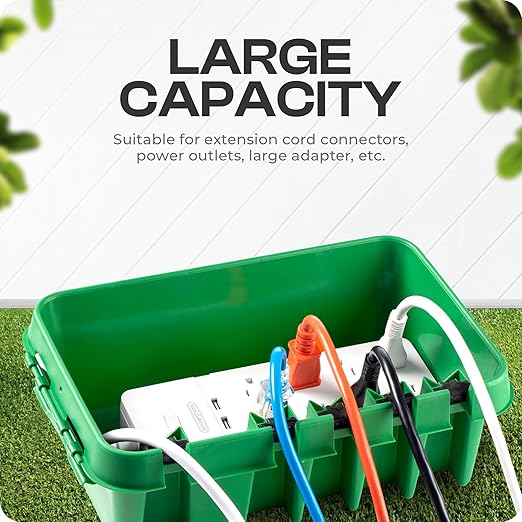 SockitBox – The Original Weatherproof Connection Box – Indoor & Outdoor Electrical Power Cord Enclosure for Timers, Extension Cables, Transformers, Power Strips, Lights, Tools & More – Medium – Green