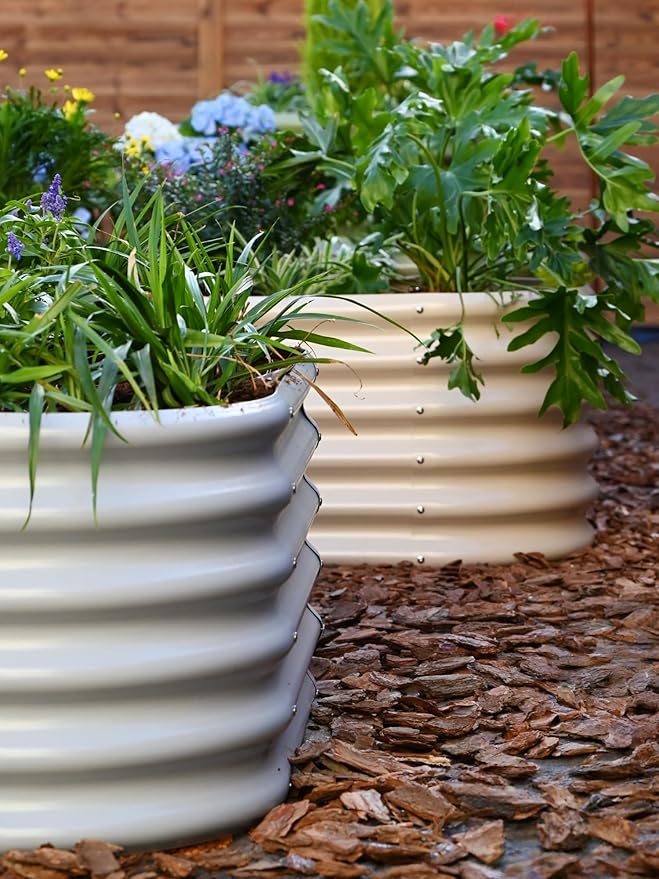 Galvanized Raised Garden Bed 6x2x1.5 ft, 17" Tall Metal Planter Boxes Outdoor for Herb, Strawberry Above Ground Raised Bed Kit for Gardening, Durable Zn-Al-Mg Coated Flower Box - Sand Beige