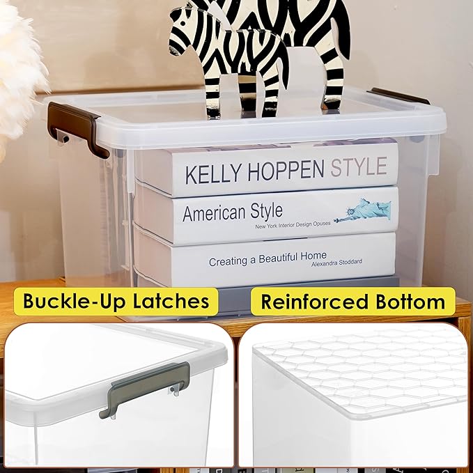 Citylife 22.2 Qt. Plastic Storage Bins with Lids Large Stackable Storage Containers for Organizing Clear Durable Storage Box, 4 Packs