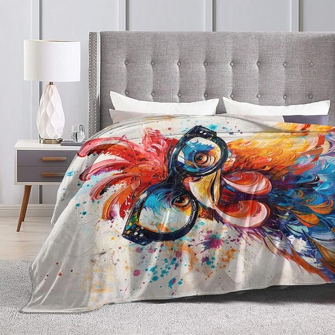 Chicken Blanket Rooster Throw Blanket Soft Warm Cozy Fuzzy Plush Roosters Throw Blanket Gifts for Girls Women Chicken Lightweight Fleece Flannel Gift Blankets for Kids Adults 60"X80"