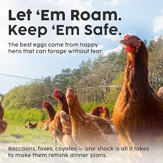 Electric Poultry Netting – Premium, Portable & Weatherproof 48" x 164' Net with Stakes, Easy-Setup Predator Fence for Chickens, Farms & Gardens - Sleep Sound Knowing Your Coop is Safe