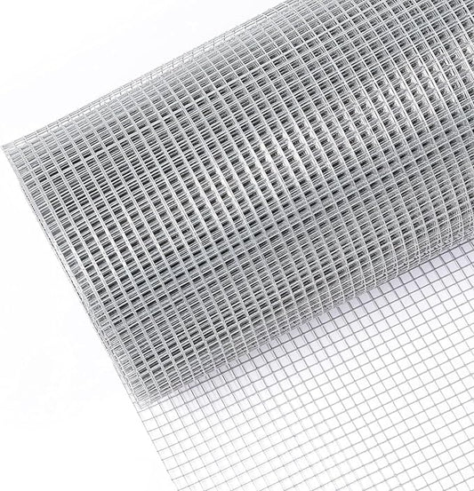 Wire Mesh Fence Roll 48inx50ft, 1/4inchx1/4inch 23GA Galvanized Steel Poultry Netting, Vinyl Coating Metal Wire Hardware Cloth Fence for Garden Yard Animals Plants Protection, Farm Fencing, Silver